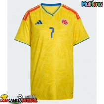 Camisa de Futebol Colômbia Luis Diaz #7 Equipamento Principal Mulheres Mundo 2026 Manga Curta